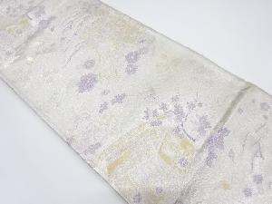 佐賀錦　流水に屋敷・御所車・花鳥模様織り出し袋帯